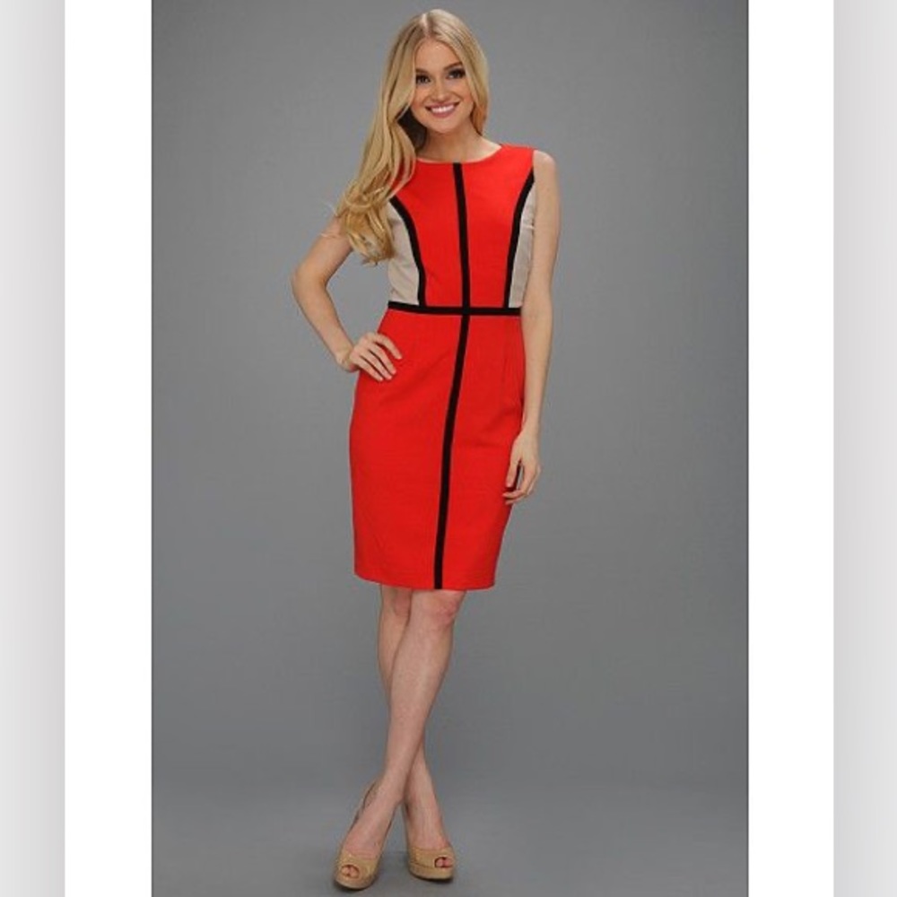 Calvin Klein dress size 6 red/black/gray